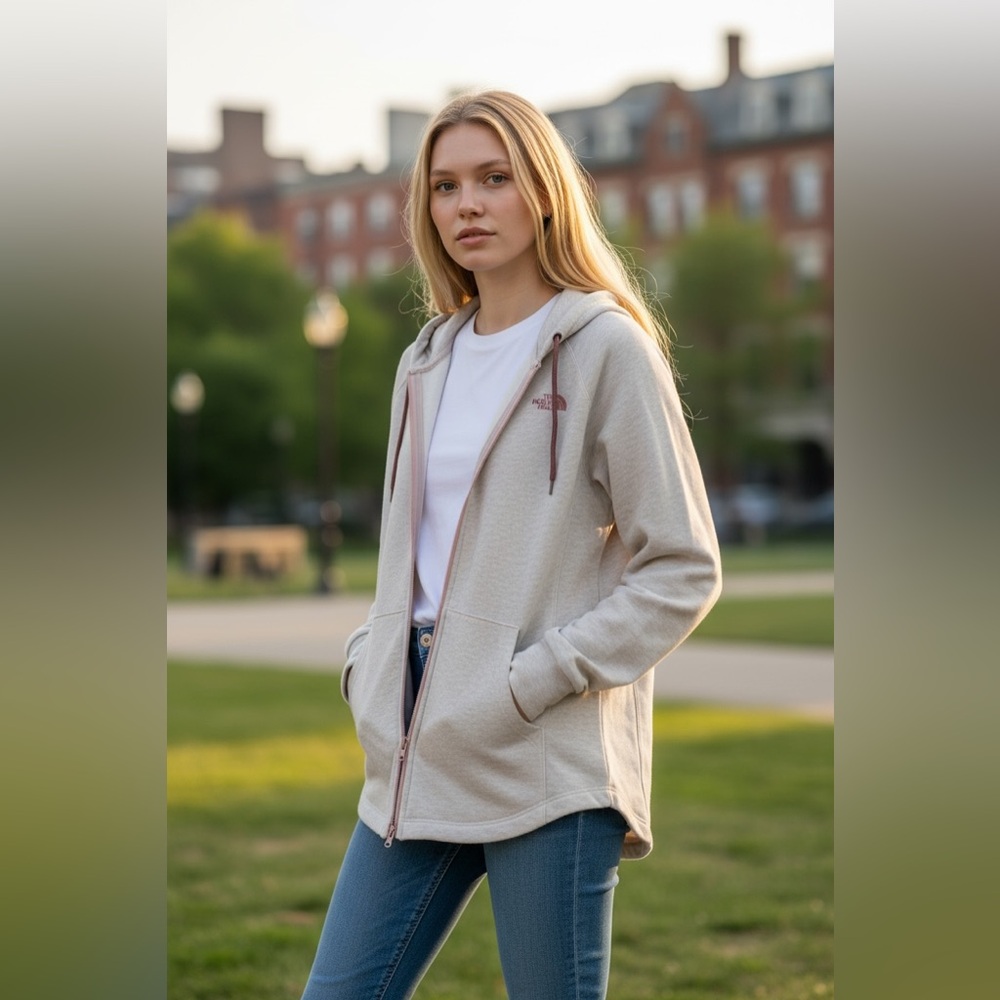 The North Face Light cream Full-Zip Hoodie